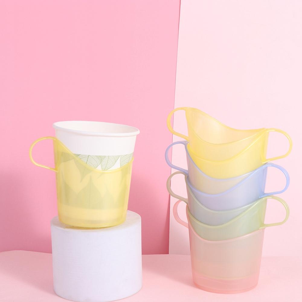 10pcs Anti-Scald Insulated Disposable Paper Cup Holder Heat Resistant Paper Cup Stand  Pantry