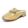 2025 nuove mezze pantofole da donna per l'estate, piatte, in vernice, modello lazy drag, con tacco spesso stile britannico, punta a sacchetto, pantofole fresche da donna