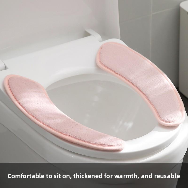 Rabbit Plush Thickened Warm Toilet Seat, TPR Back Adhesive Double-petal Separated, Repeatedly Washed Toilet Seat in Winter