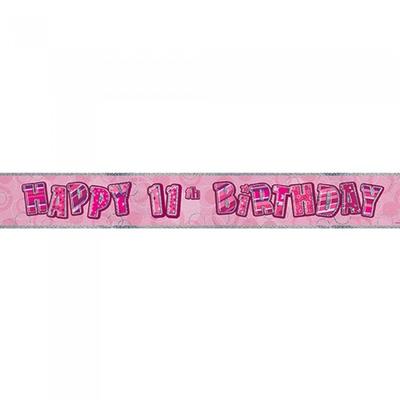Happy 11th Birthday Holographic Foil Banner