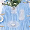 Rustic Wedding Table Decor Cheesecloth Runner, Sheer Boho Dining Heat Resistant Runner Centerpiece for Bridal Shower Baby Modern Events