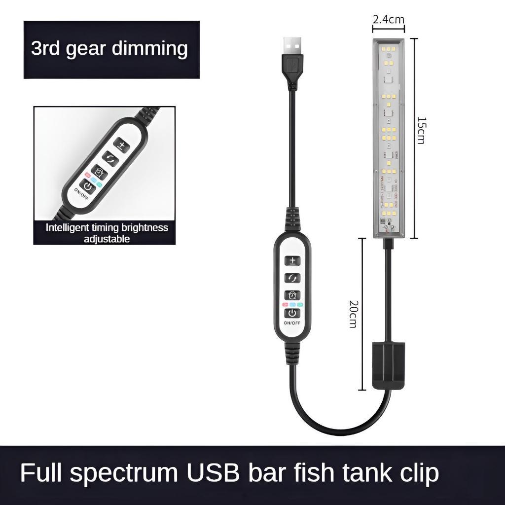 360° Smart Dimming Fish Tank Small Clip Lamp RGB Modes Full Spectrum Aquarium Light Flexible Adjustment Fish Tank Light