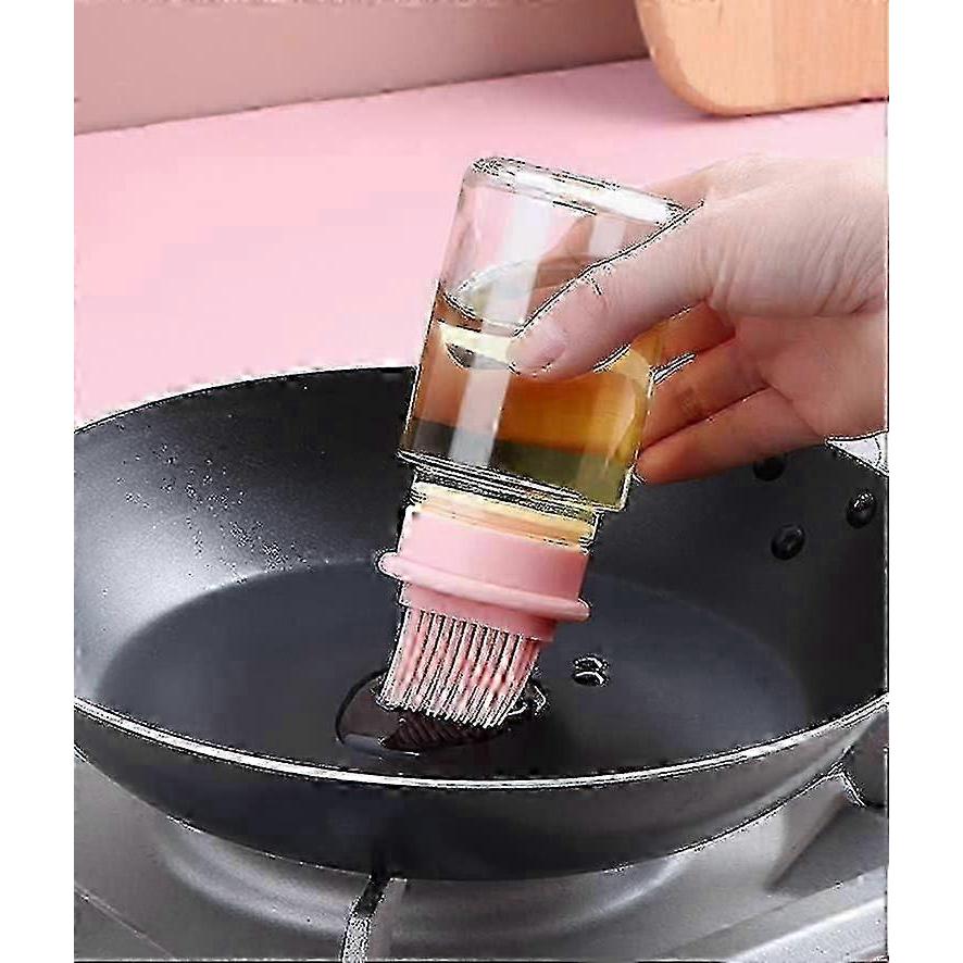 2 PCS 150ml Glass Oil Bottle with Silicone Brush, Pastry Brushes, Barbecue Brush, Oil Bottle Brush for Kitchen, Pastry, Barbecue
