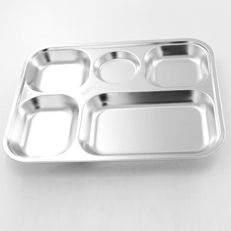 

304 Stainless Steel 5-Compartment Divided Lunch Tray