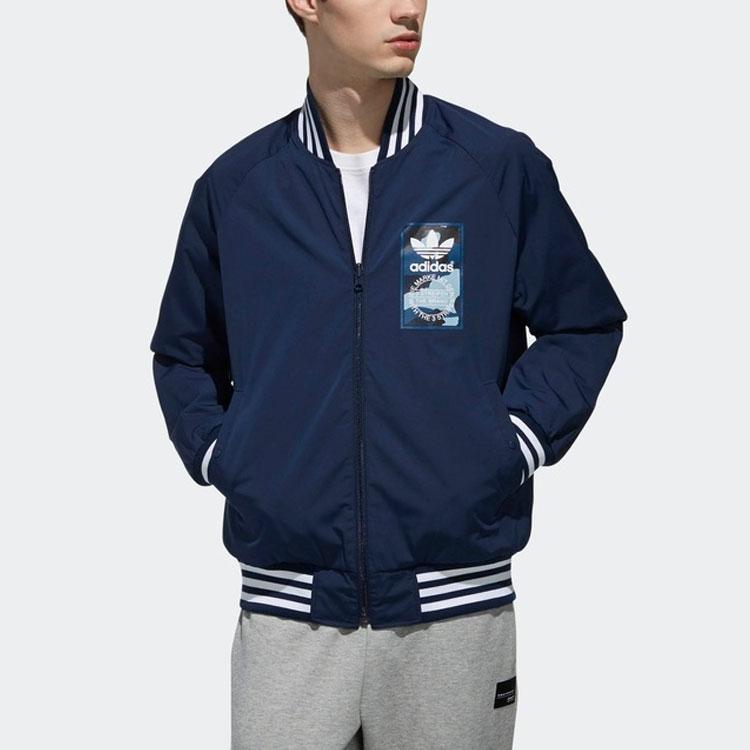 Adidas Originals Trefoil Rev Jacket With Logo Print Men Outerwear Blue DX4220