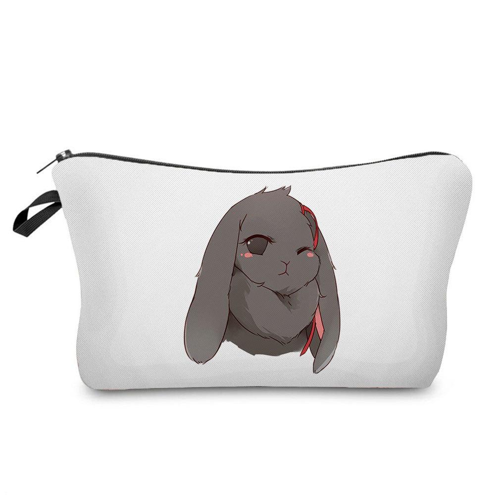 Women Rabbit Print Cosmetic Bag Toiletries Organize Travel Storage Case  6412 KTB