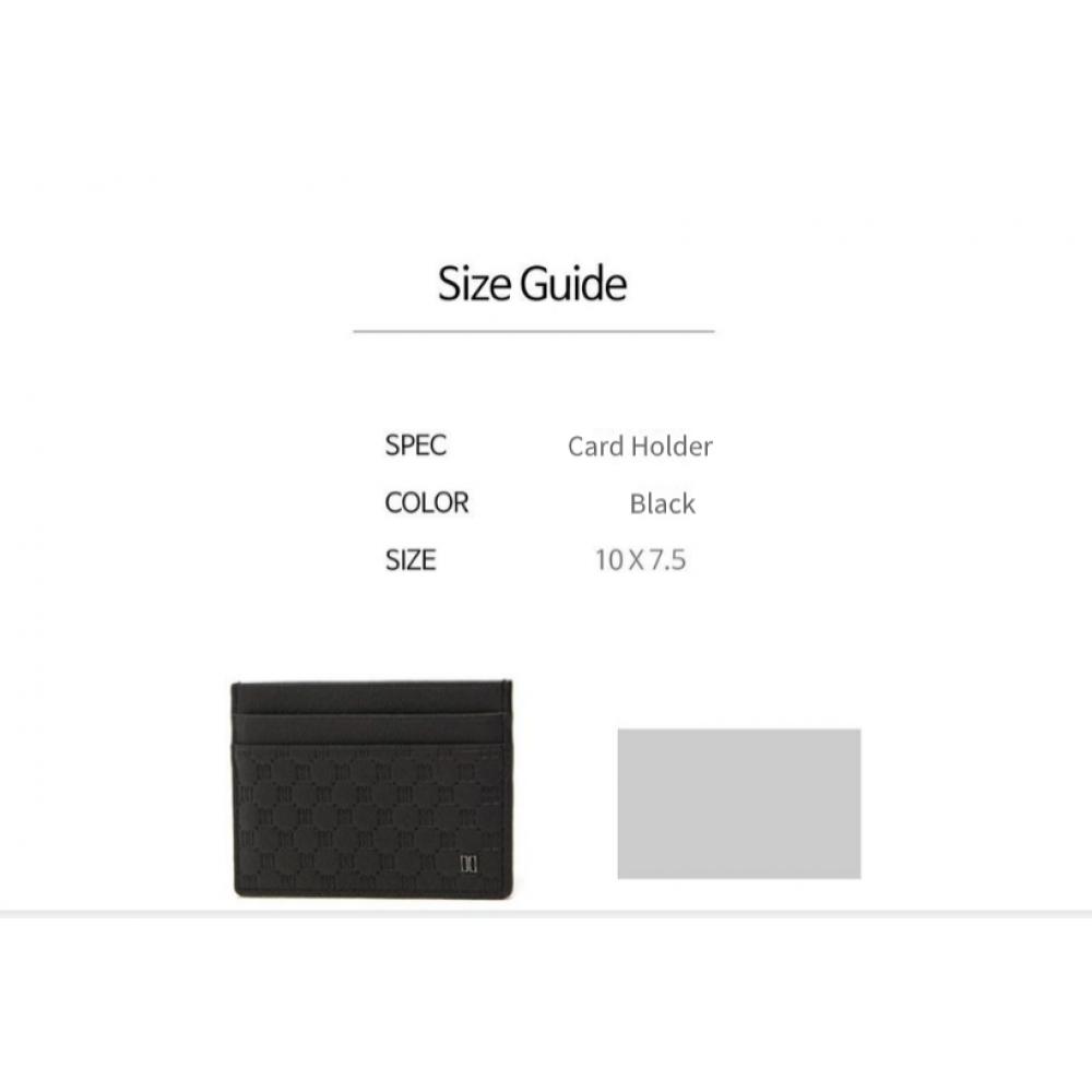 Daks Black Imported Leather Card Holder Louis Embossed Dd Pattern