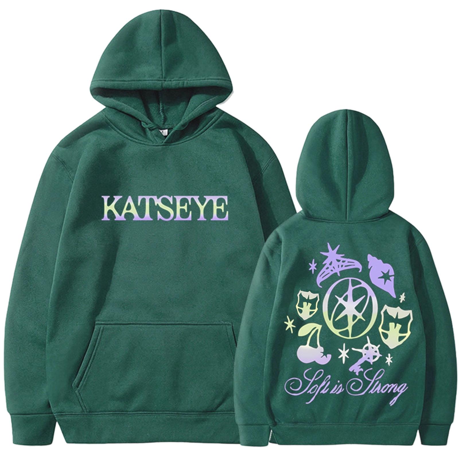 KATSEYE KATSEYE KATSEYE Hooded Sweatshirt with Graphic Print Pullover Design and KATSEYE Front Lettering XL