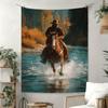 Cowboy Crosses The River Digital Printing Polyester Wall Tapestry Suitable For Use In Living Rooms Bedrooms Offices Bars Party