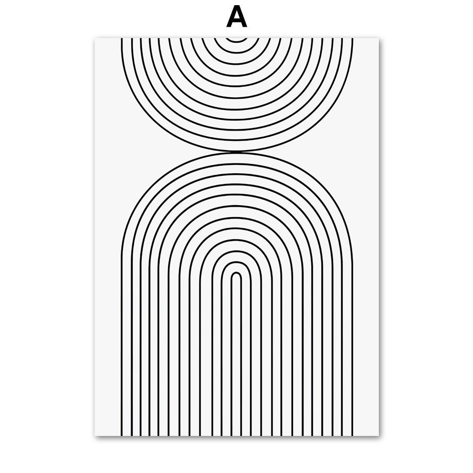 Abstrakt linje Geometrisk färgblock kurva nordiska affischer och tryck Väggkonst Canvasmålning Väggbilder för vardagsrumsinredning