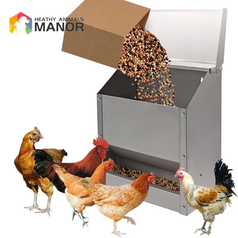 10L Stainless Steel Chicken Feed Trough Bird Drinking Poultry Diet Tool Quail Drinking Cage Pigeon Feeder Duck Food Bowl