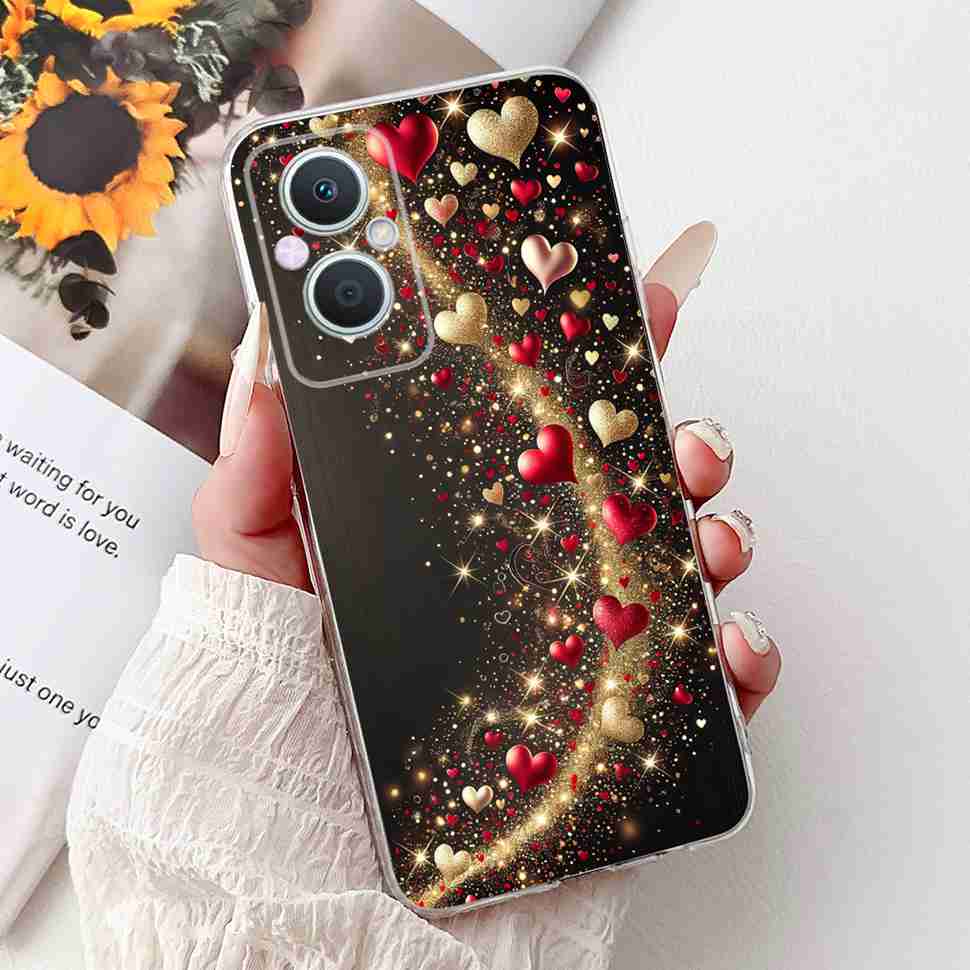 For Oppo A96 5G 6.43" PFUM10 Case PHA120 Luxurious Love Cute Cat TPU Soft Silicone Cover For Oppo Reno7 Z 5G CPH2343 Phone Shell
