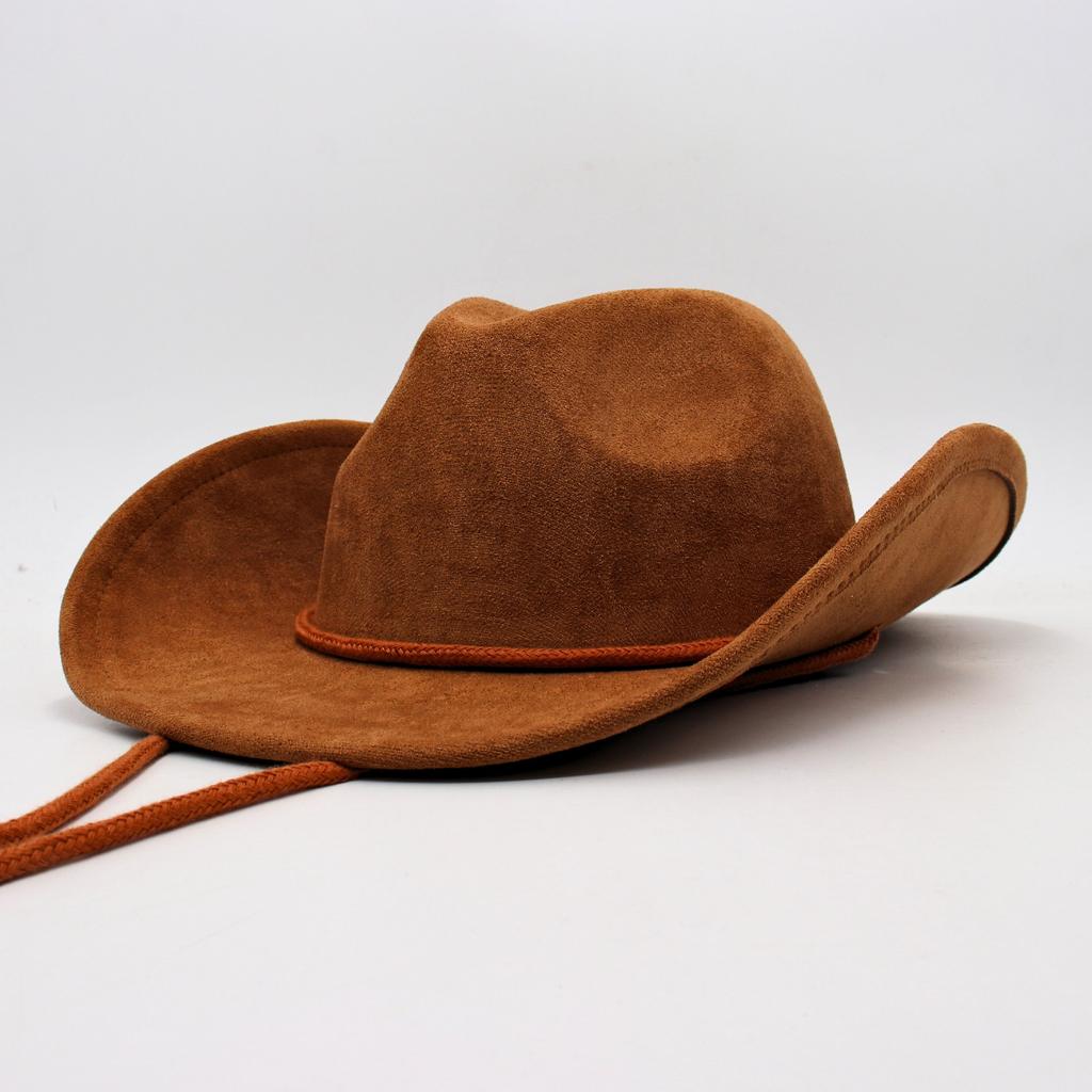 Nyugati Cowboy Kalap Szélvédő Kötél Jazz Kalap Velúr Vintage Felsőkallap Filc Kalap Gyapjú Kalap Férfiaknak és Nőknek