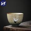 Ceramic Master Tea Cup Household Retro Kung Fu Drinkware Office Teacups Cnese Hand Painted Crane Tea Bowl Pottery Water Mug