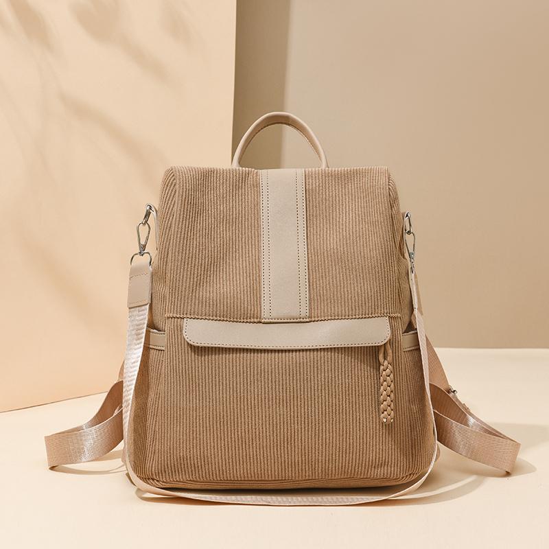 Cordrucksack Damen Einfarbiger Rucksack Studenten Schultasche