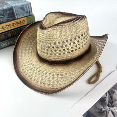 Westlicher Cowboy-Strohhut Retro Ethnischer Stil Jazzhut Hüte für Herren und Damen Sonnenschutzhut Sonnenhut