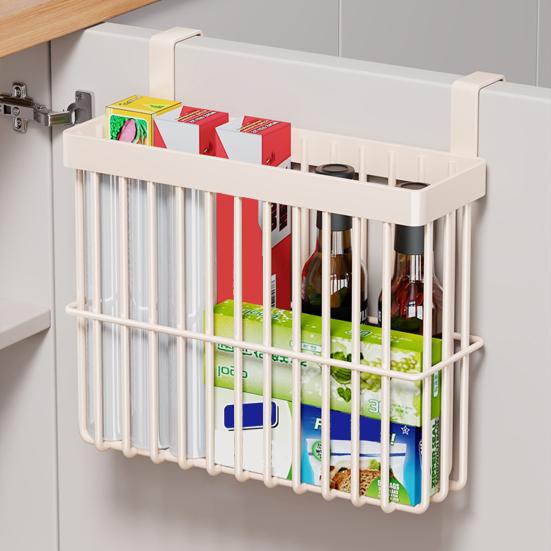 Basket Hanging Behind The Door Kitchen Cabinet Door Organizer Wall Mounted Self Adhesive Storage Basket