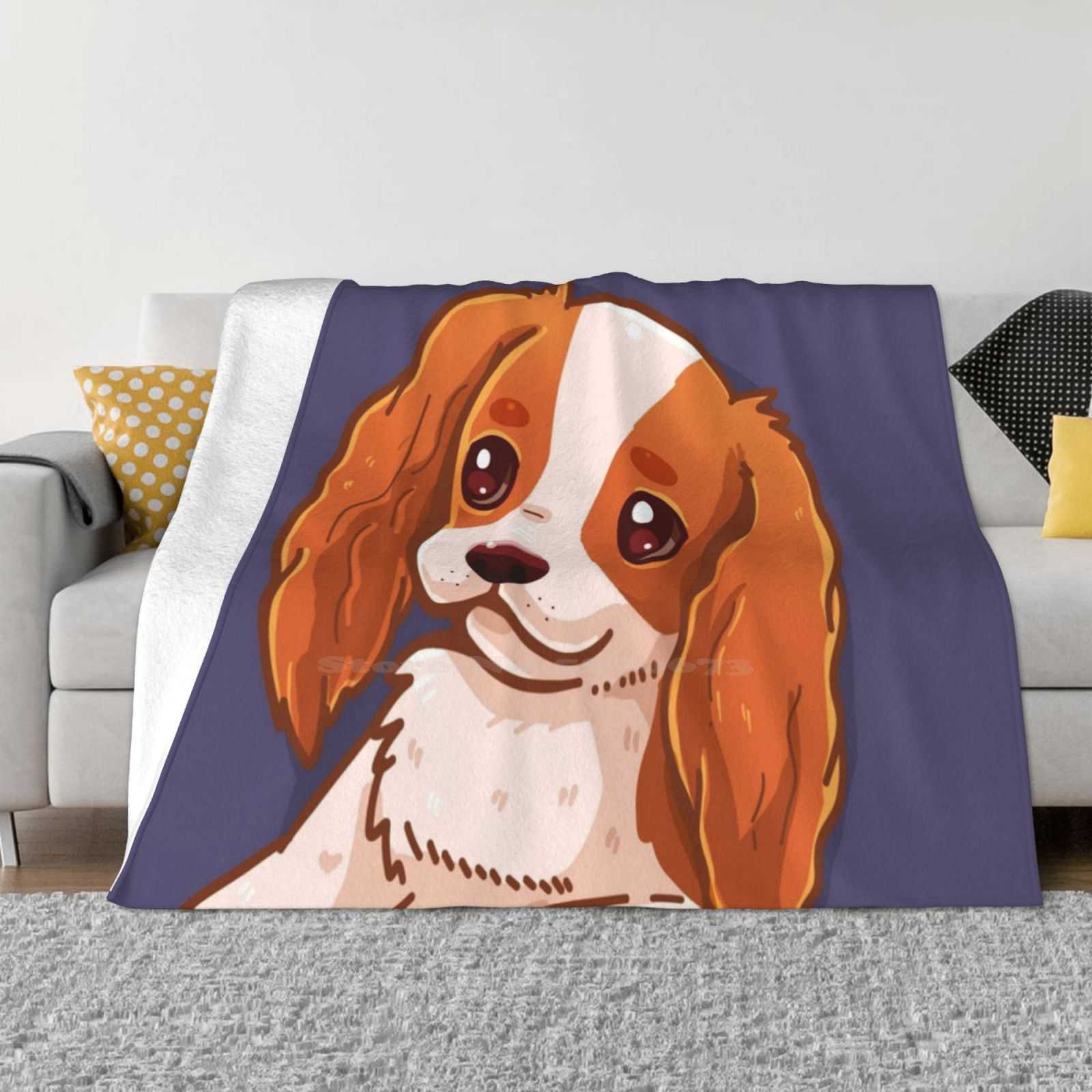 Pocket Cute Cavalier King Charles Spaniel Dog Hot Sale Printing High Qiality Warm Flannel Blanket King Charles Cavalier Spaniel 30x40in