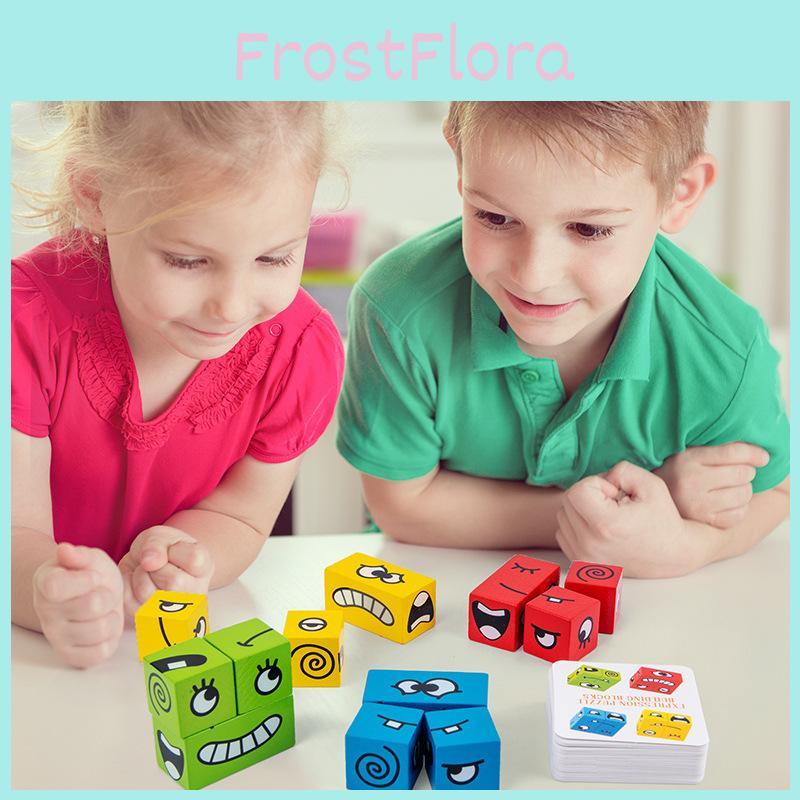 Face Colorful Changing Cube Blocks Kids Wooden Toy Logical Think Train Educate