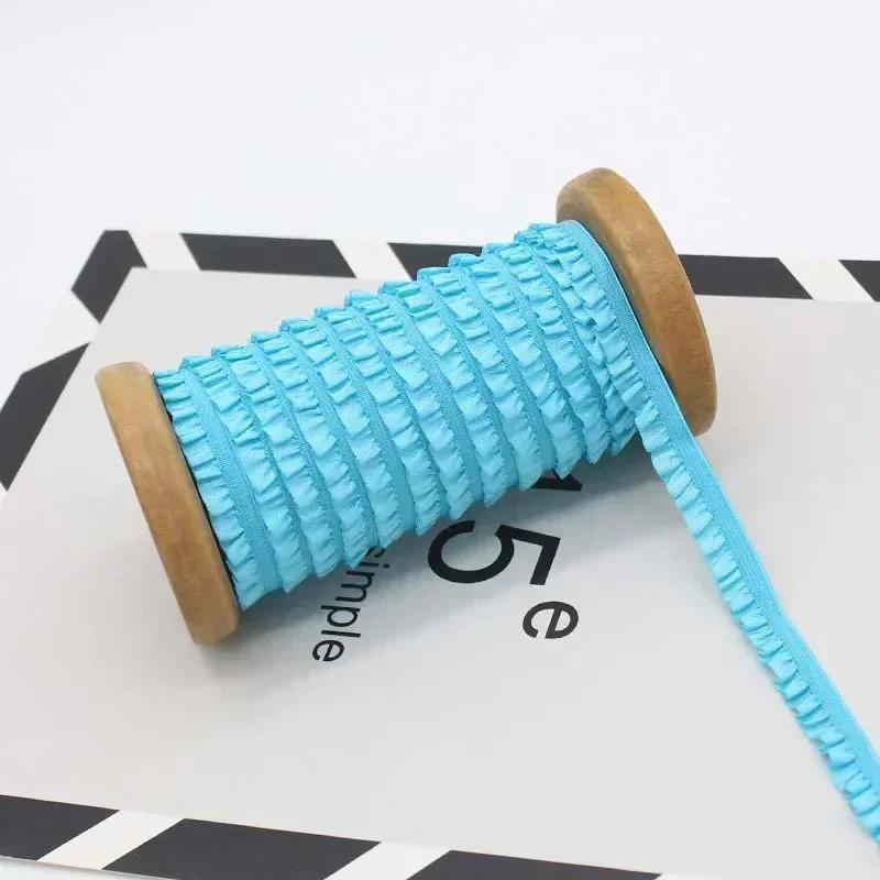 5-30Meters Meetee 10mm Elastic Bands Garment Stretch Ruffled Lace Trim Hairband Rubber Tapes DIY Clothing Sewing Accessories