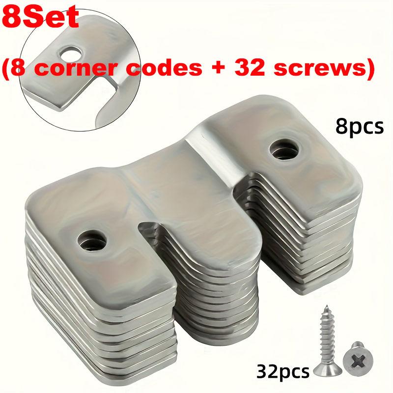 Набор из 8 шт. Крепежных кронштейнов и винтовых пряжек, Прочный, Антикоррозийный, Легко крепит углы мебели/кровати/стола.