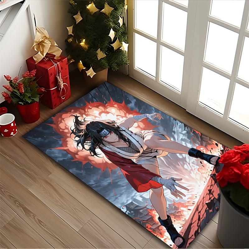 Naruto Rug Ideal for Reading Room, Multi-purpose Office Chair Sofa Carpet, Anti-slip Printed Home Area Rug
