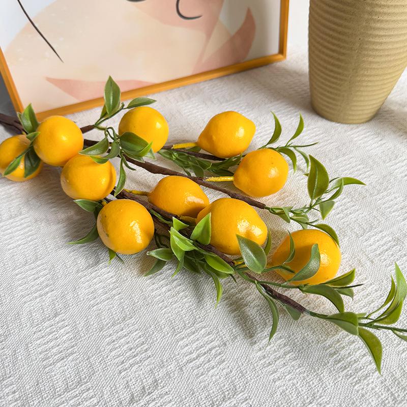 Artificial Lemon Branch with 5 Lemons - Home Decor & Photography Prop