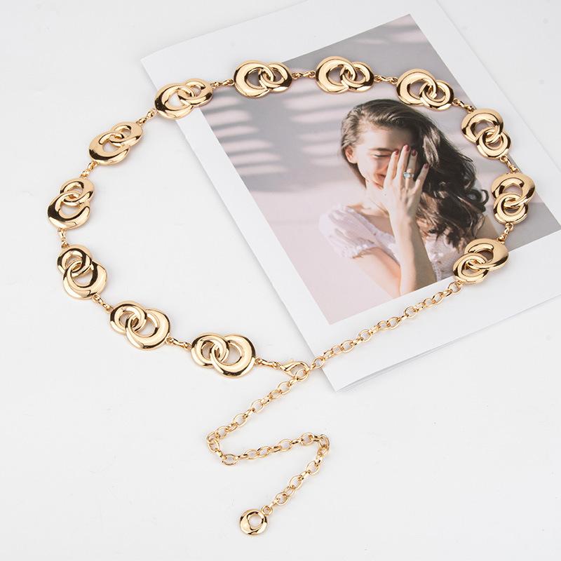 

Женская металлическая двойная поясная цепочка в корейском стиле для платья-костюма с высококачественным минималистичным декоративным ремнем для девушек