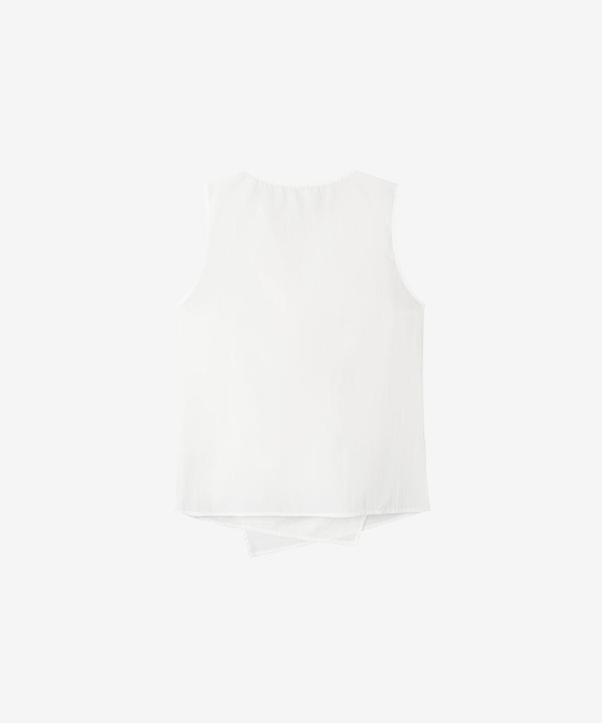 BASIKA Natural Button Sleeveless Blouse (White)