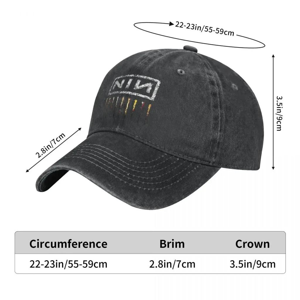 Nine Inch Nails Baseball Cap Popular Band Kpop Adjustable Washed Trucker Hat Unisex-Teens Stylish Printed Washed Baseball Caps