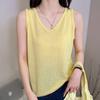 Women's Lyocell Snowflake V-Neck Sleeveless T-Shirt: Loose, Casual, Versatile Summer Outer Vest.