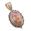 Natural Rhodonite Gemstone 925 Solid Sterling Silver Two Tone Pendant 1.50" I0g45