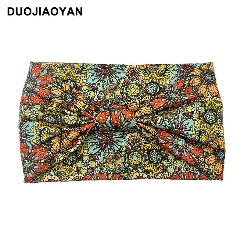 Knot Headband, Color Blocked Pattern Printed Sports Headband, Fashionable Polka Dot Wide Edge Elastic Headband