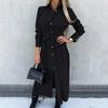Women's Cotton Button Down Maxi Long Sleeve Lapel Collared Long Dress Lace Up Waist Ladies Robes