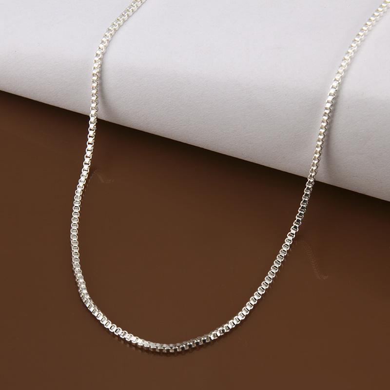 16-24 Inch Silver 1MM Box Chain Necklace - European & American Style, Korean Version C007