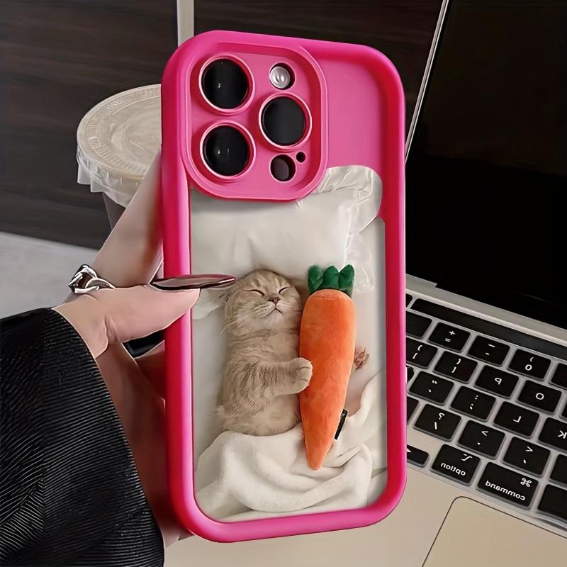 Cute rabbit and carrot patterned phone case for iPhone 16 15 14 13 12 11 Pro/ Max/Plus shock-proof back cover anti-fingerprint