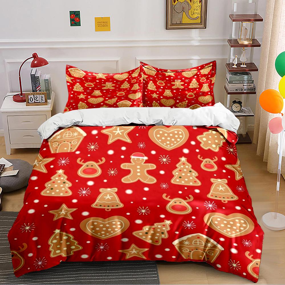 Christmas Gingerbread Pattern Bedding Set Bedding set (1 duvet cover, 2 pillowcases, duvet not included)