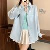 Korean Plaid Sun Protection Shirt for Women Spring Summer POLO Collar Cardigan Long-sleeved Shirt Thin Top
