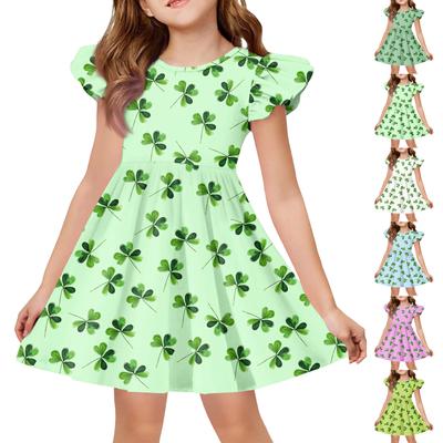 Girls' Summer Princess Dress - A-Line T-Shirt Dress St. Patrick's Day