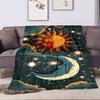 Sun and Moon Celestial Art Patterned flannel blanket perfect for the bedroom living room, sofa, or a little nap