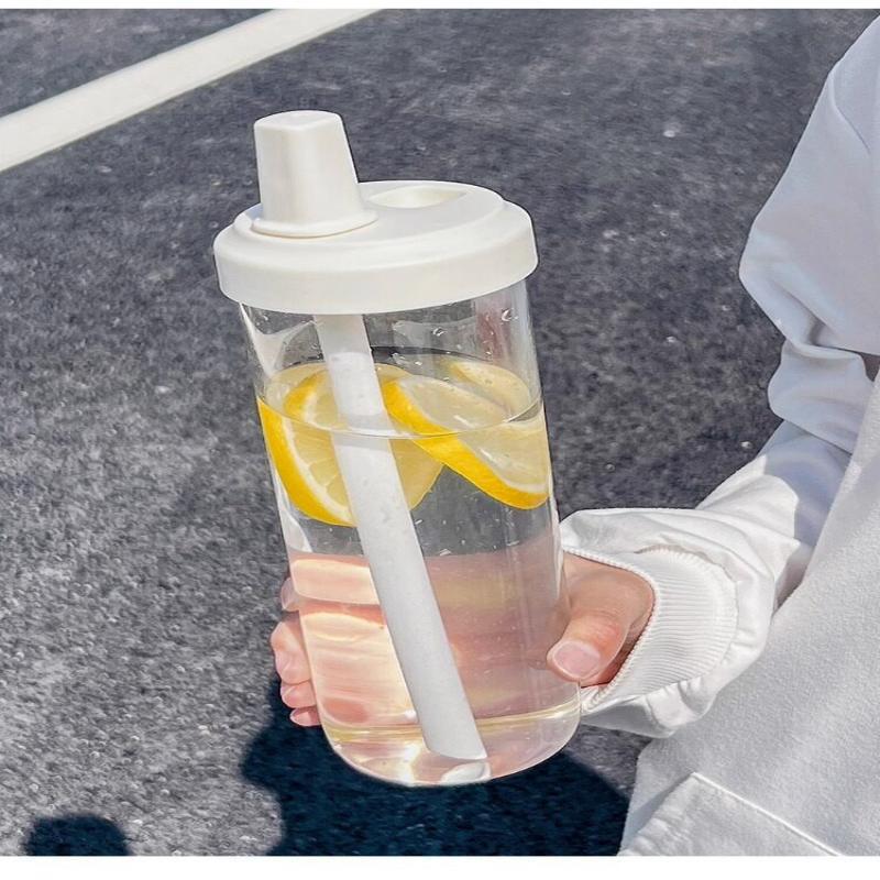 Eco Friendly Plastic Pearl Milk Tea Cup 500ml Reusable with Lid Straw for School Kids Coffee Juice Drinking