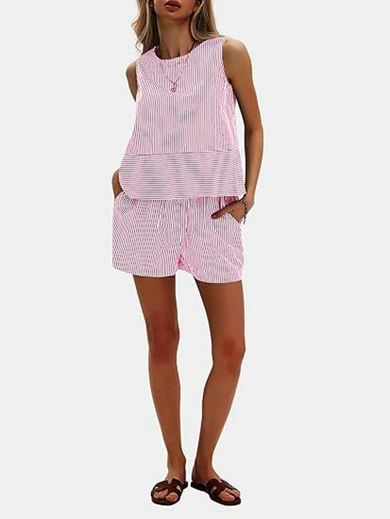 Sommer 2025 Ärmelloser Taillenanzug mit vertikalen Streifen