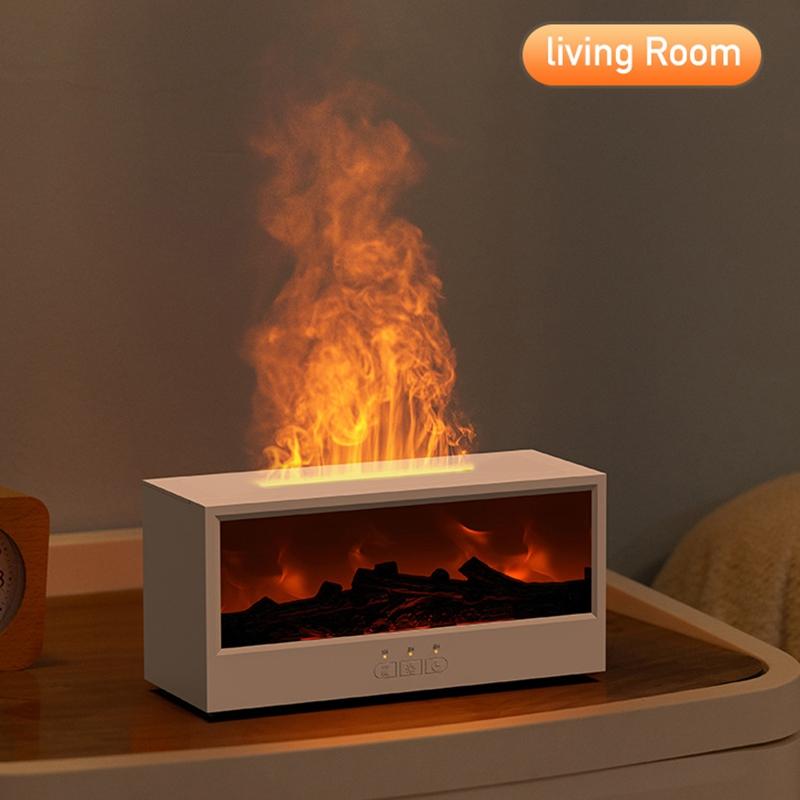 Fireplace Air Humidifier with LED Light Resin  Aroma Essential Oil Diffuser  Remote Control for Home Office Creative Gift