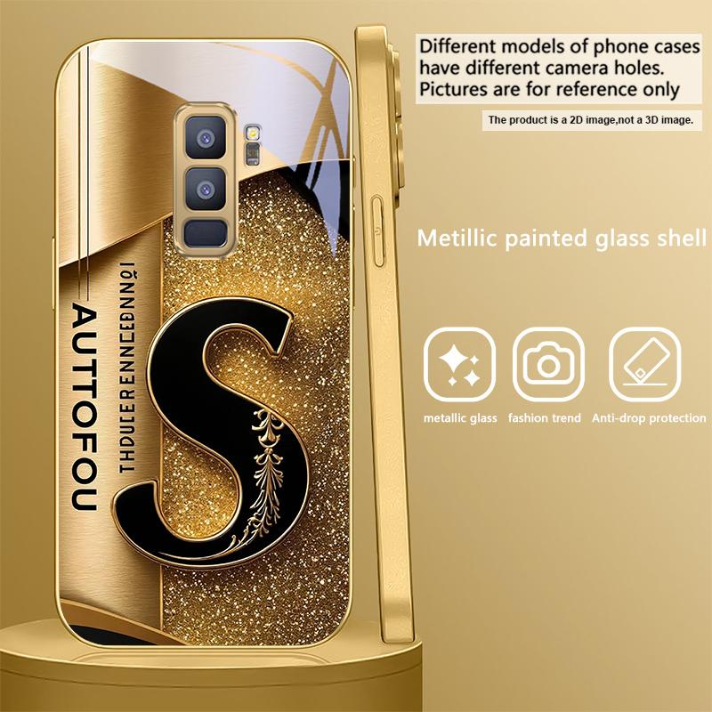 The ornate letter "S" For Samsung Galaxy S26 S20 FE S21 S22 Ultra 23 Plus 24 Ultra 25Ultra S21+ 22Plus Golden glass phone case