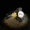 New Jewelry Original Design of Baroque Pearl Ring, Noble Craftsmanship  Two Colors of Flowers