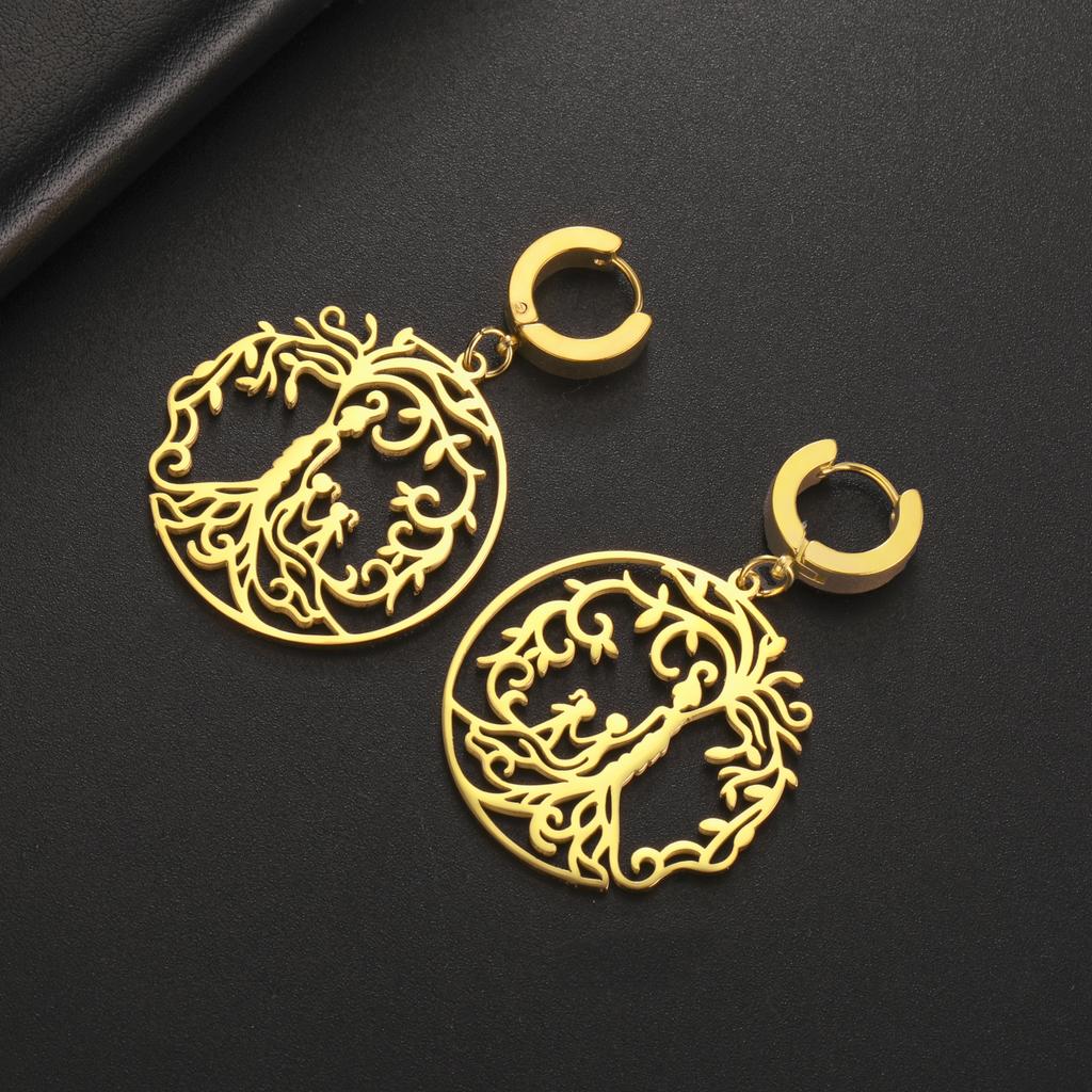 LIKGREAT Hot Sale Son Daughter Stainless Steel Tree of Life Drop Earrings Girls Boys Earring Jewelry for Women Family Gifts 2025