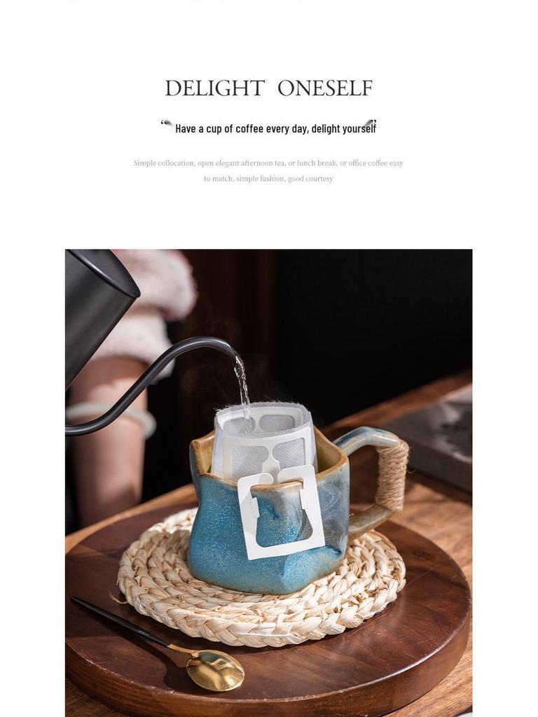 Irregular Retro Ceramic Coffee Mug - Unique Kiln-Changed Design