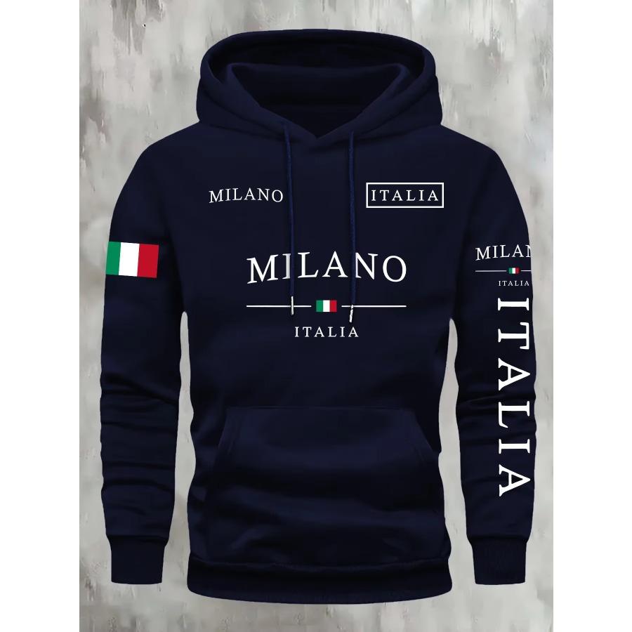 ITALIA MILANO Pánská Dámská Mikina Venkovní Street Ležérní Sportovní Dovolená Trend Jaro Podzim Zima Pár Mikina Vrchní Oblečení