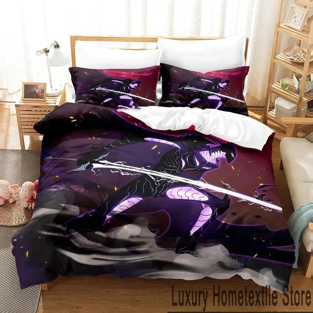 3D Print Anime Solo Leveling Bedding Set Duvet Cover Bed Set Quilt Cover Pillowcase Comforter King Queen Size Boys Adult Bedding