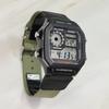 CASIO Customized watch modified series retro 10-year power AE-1200WH-1A modified-black square AE-1200WH-1A(Watch3-GaiZhuang-HeiFangKuaiHuWanLv)